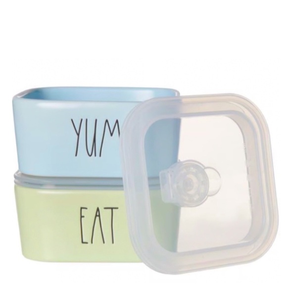 NEW Rae Dunn Pastel Eat & Yum Bowl With Lid Food Storage Container - Picture 1 of 1
